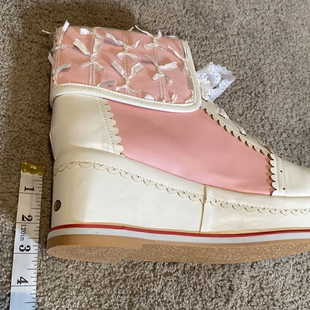 Women’s Platform Wedge Boots Pink & White Size EU 46 (13.5 US) NEW